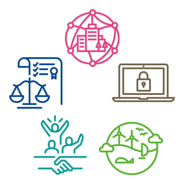 ICT�ł̎Љ�v���A���S�E���S�A���A�l�ށE�p�[�g�i�[�A�����Ȏ��Ɗ������e�[�}�ɂ����A�C�R��