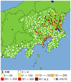 行動履歴による花粉暴露量の違い