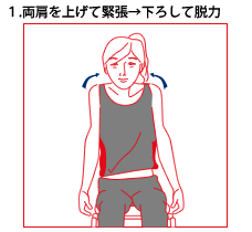 1.両肩を上げて緊張→下ろして脱力