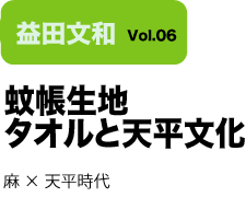 Vol.06 蚊帳生地タオルと天平文化　麻×天平時代