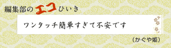 ワンタッチ簡単すぎて不安です（かぐや姫）