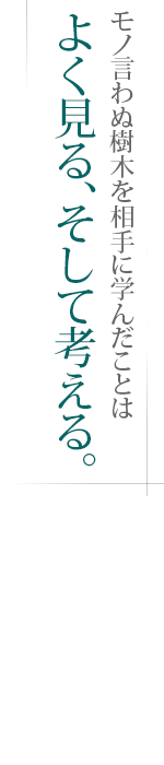 モノ言わぬ樹木を相手に学んだことは――よく見る、そして考える。