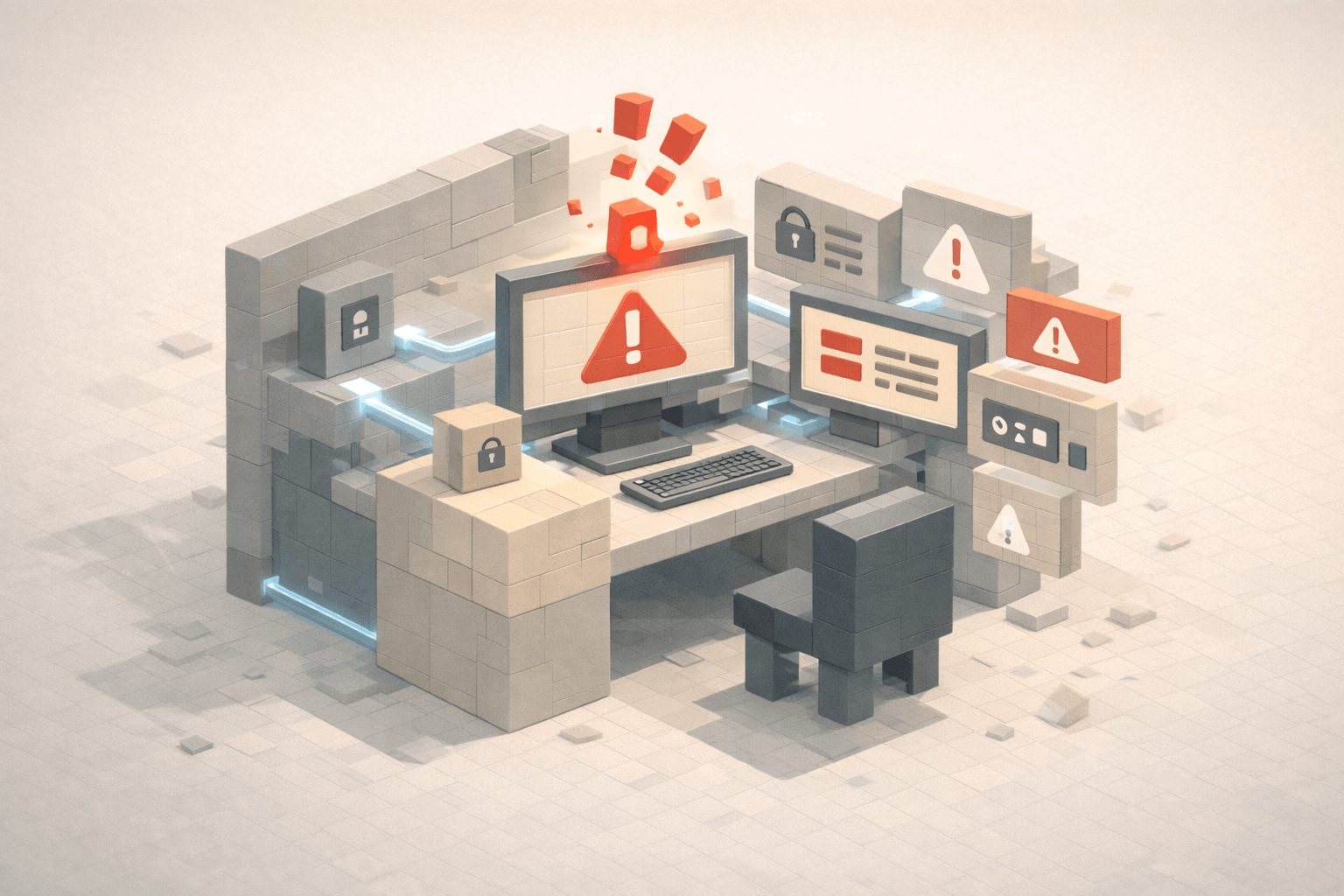 セキュリティアラートが発生しているが監視や対応体制が整っていない状況を表したイメージ