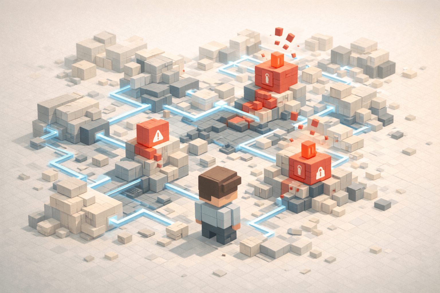 ゼロトラストの適用範囲拡大により構成が複雑化し運用が追いつかない状態を示した図